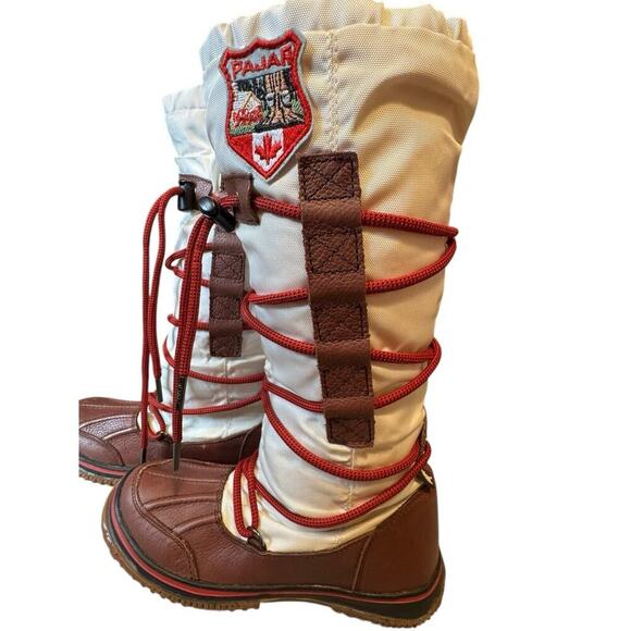 Pajar White & DarkTan Grip Boots W/Red Strap Canada Eu 37 US Sz‎ 6-6 1/2 - Picture 7 of 13
